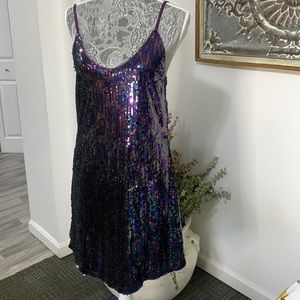 Purple sequin mini dress